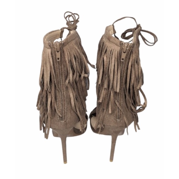 Taupe Fringe Heels From Go Jane - Picture 3 of 5